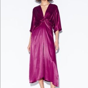 Zara knotted satin effect dress